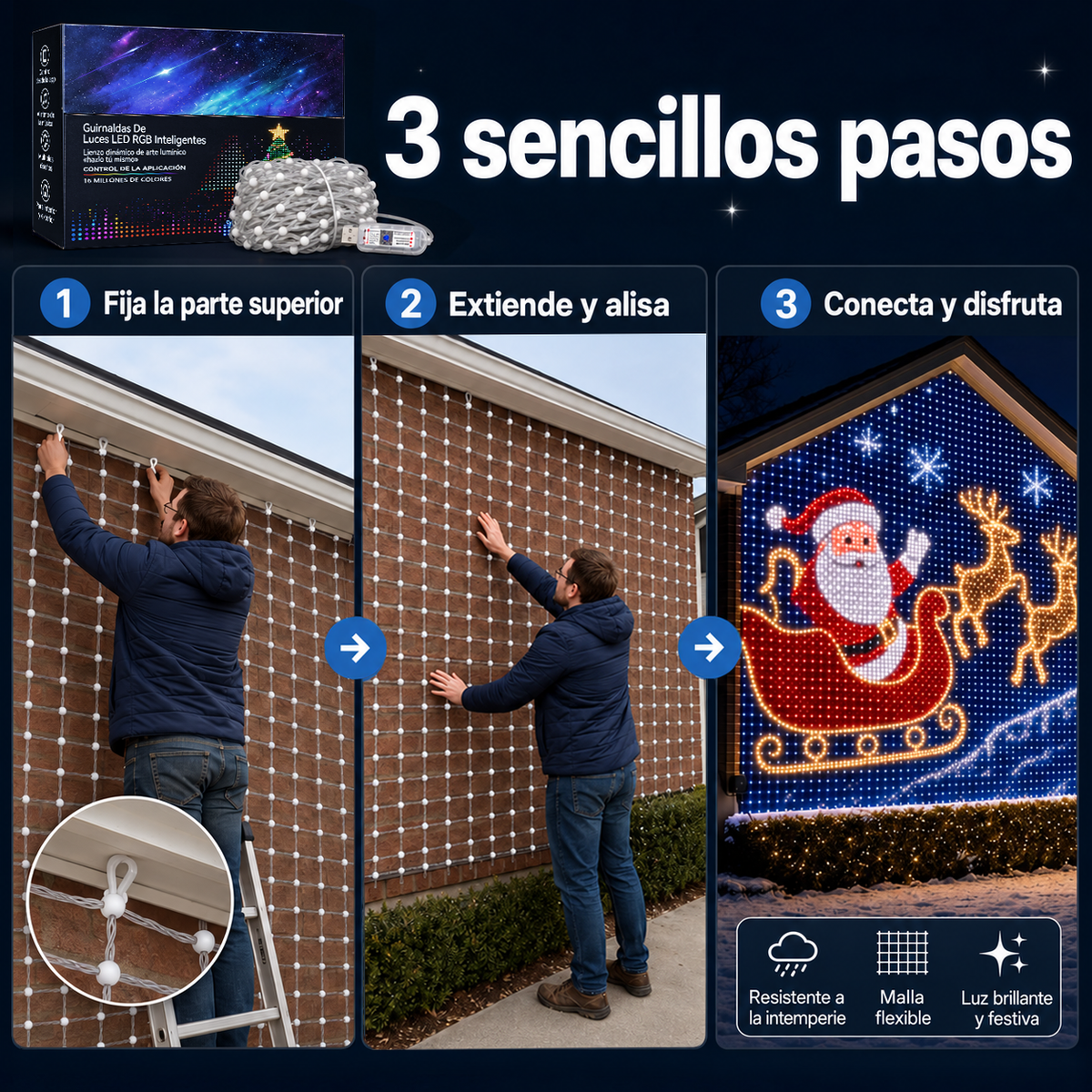 🍈💡Guirnalda de luces LED RGB inteligentes | 🧱 Tu espectáculo de luces navideñas, controlado desde tu teléfono