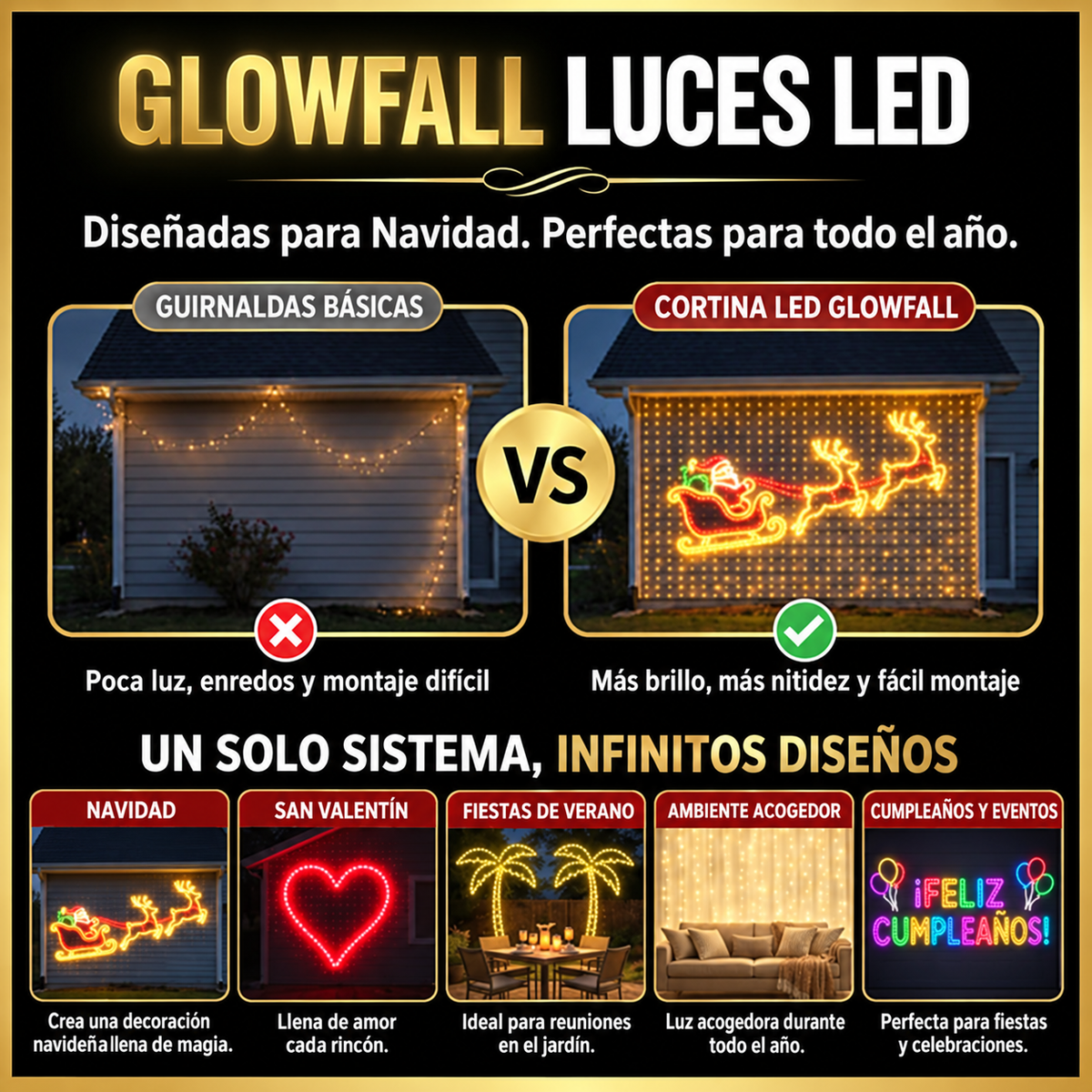 🍈💡Guirnalda de luces LED RGB inteligentes | 🧱 Tu espectáculo de luces navideñas, controlado desde tu teléfono