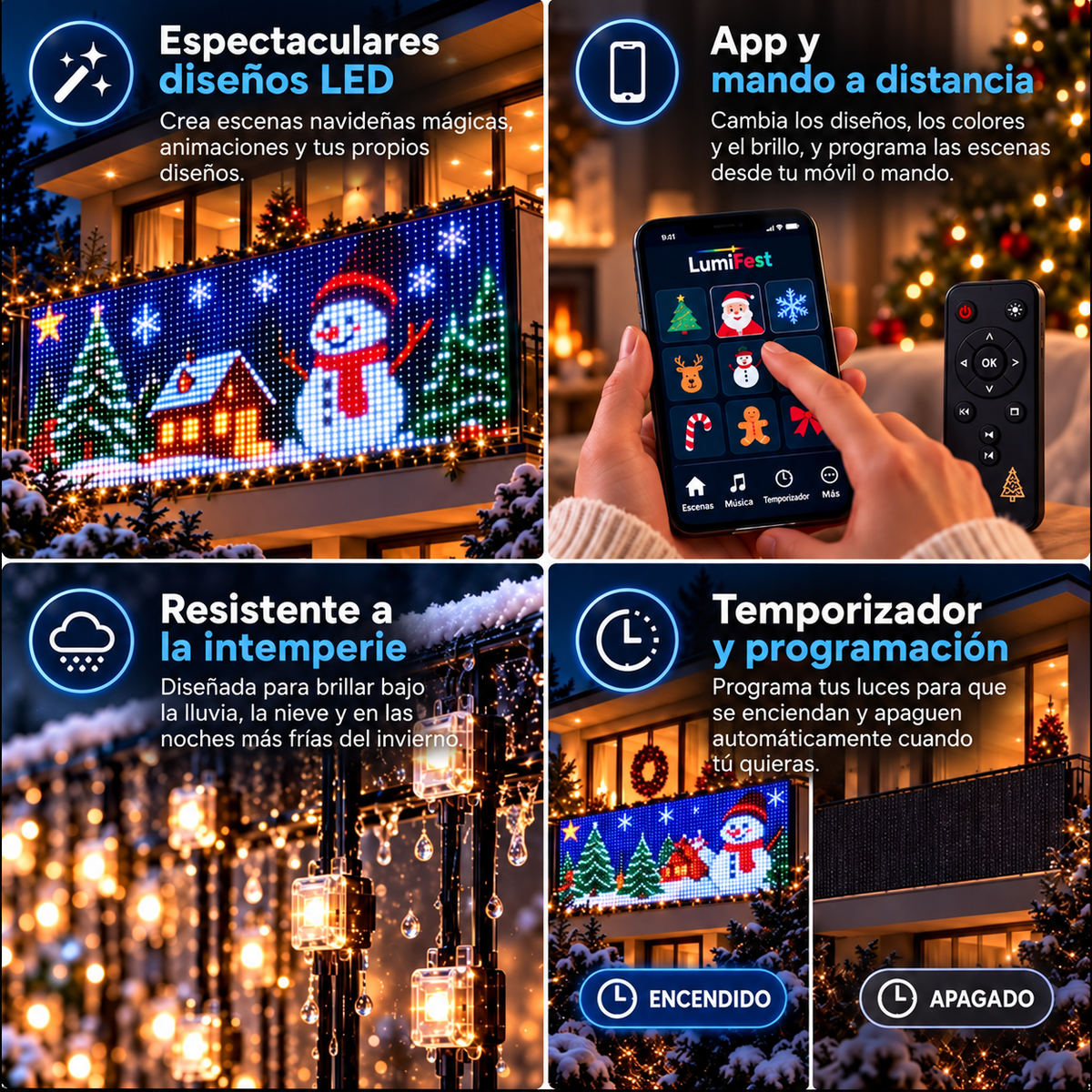 🍈💡Guirnalda de luces LED RGB inteligentes | 🧱 Tu espectáculo de luces navideñas, controlado desde tu teléfono