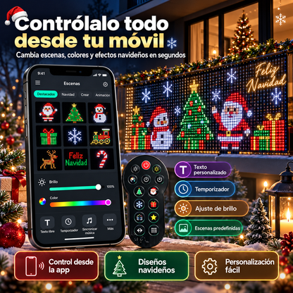 🎄📱ÚLTIMO DÍA: 49 % DE DESCUENTO -🔥 Cortina de luces LED RGB de píxeles inteligente | Espectáculo navideño de luces dinámicas controlado desde la app para decorar el exterior de tu hogar