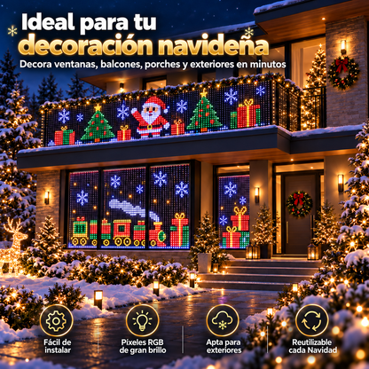 🎄📱ÚLTIMO DÍA: 49 % DE DESCUENTO -🔥 Cortina de luces LED RGB de píxeles inteligente | Espectáculo navideño de luces dinámicas controlado desde la app para decorar el exterior de tu hogar